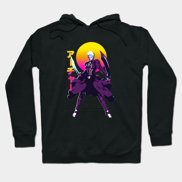 Archer Fate Stay Night Anime Retrowave Hoodie by Jedi Master